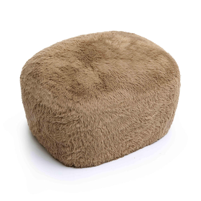 Britt Dark Taupe Vegan Shearling Ottoman - Home And Beyond