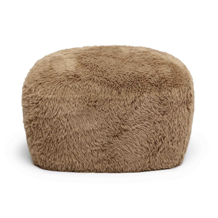 Britt Dark Taupe Vegan Shearling Ottoman - Home And Beyond