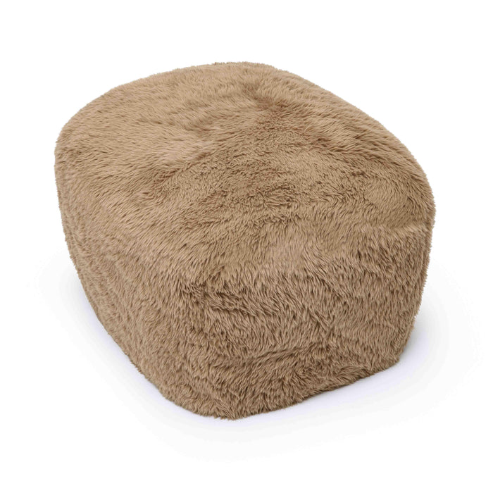 Britt Dark Taupe Vegan Shearling Ottoman - Home And Beyond