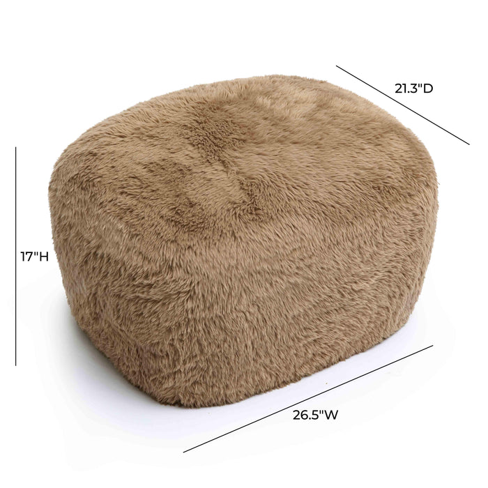 Britt Dark Taupe Vegan Shearling Ottoman - Home And Beyond