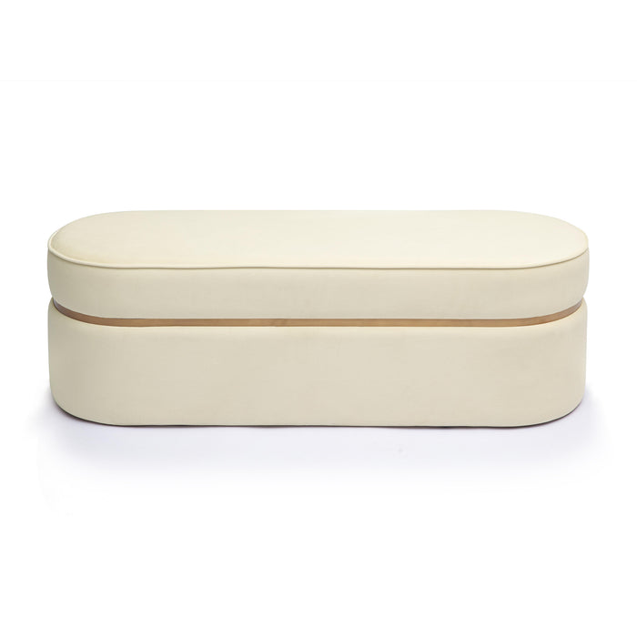 Pomp Cream Velvet Bench - Home And Beyond