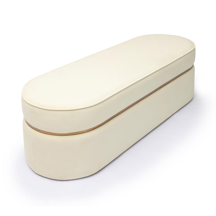 Pomp Cream Velvet Bench - Home And Beyond
