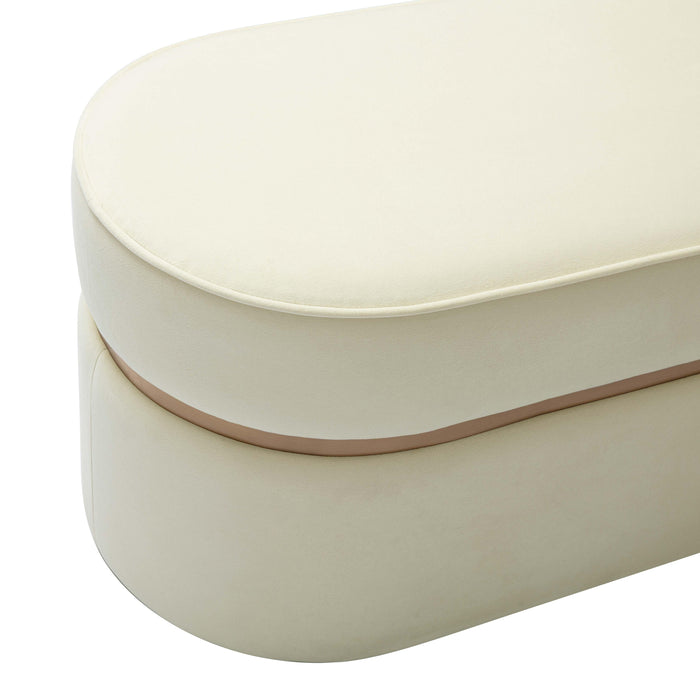 Pomp Cream Velvet Bench - Home And Beyond