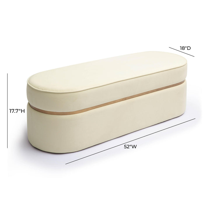 Pomp Cream Velvet Bench - Home And Beyond