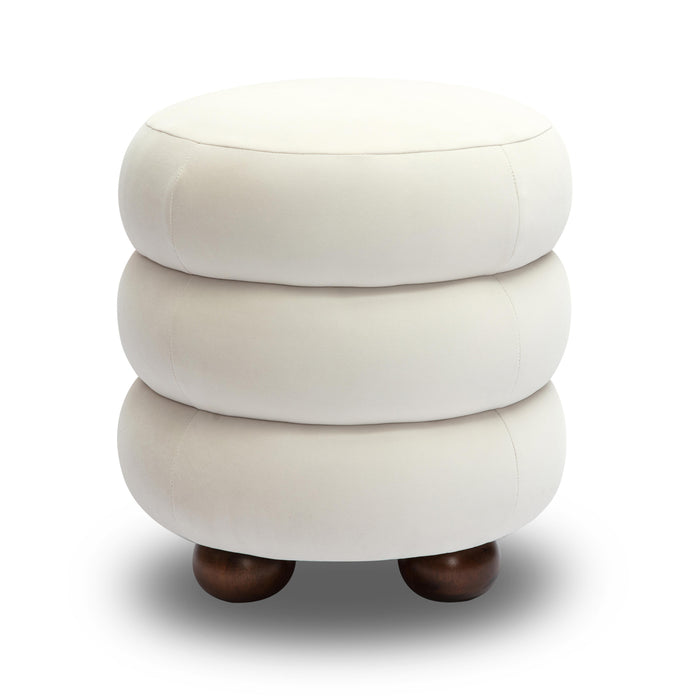 Stefanie Cream Velvet Ottoman - Home And Beyond