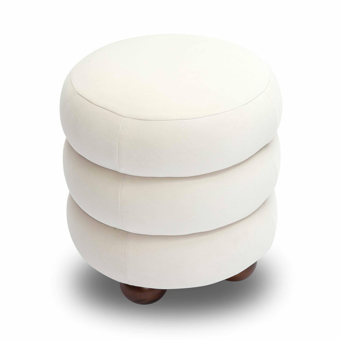 Stefanie Cream Velvet Ottoman - Home And Beyond
