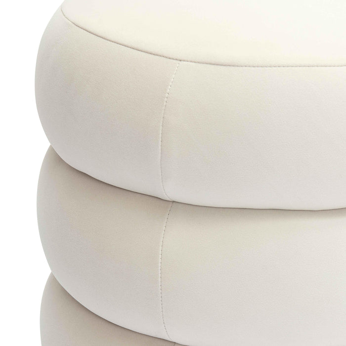 Stefanie Cream Velvet Ottoman - Home And Beyond