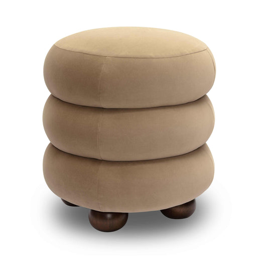 Stefanie Taupe Velvet Ottoman - Home And Beyond