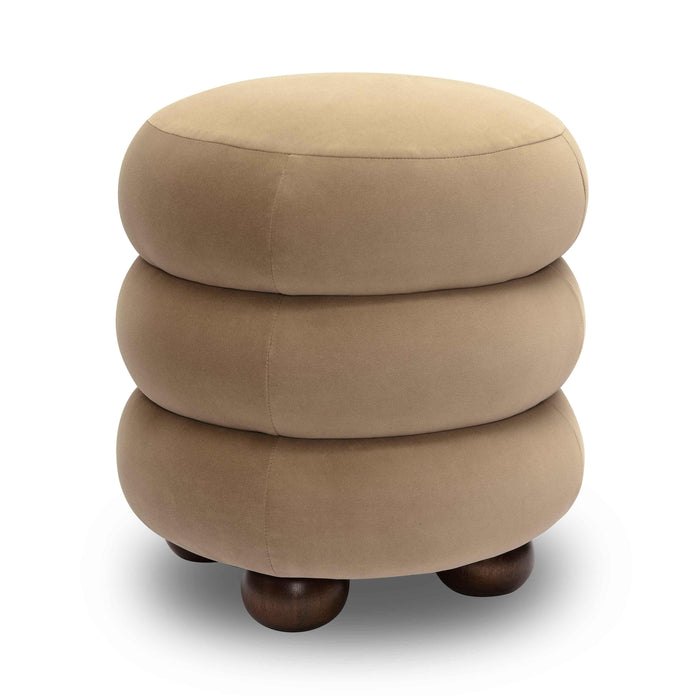 Stefanie Taupe Velvet Ottoman - Home And Beyond