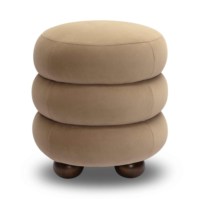 Stefanie Taupe Velvet Ottoman - Home And Beyond