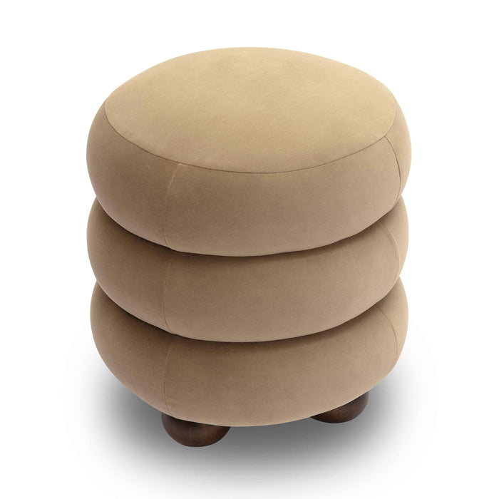 Stefanie Taupe Velvet Ottoman - Home And Beyond