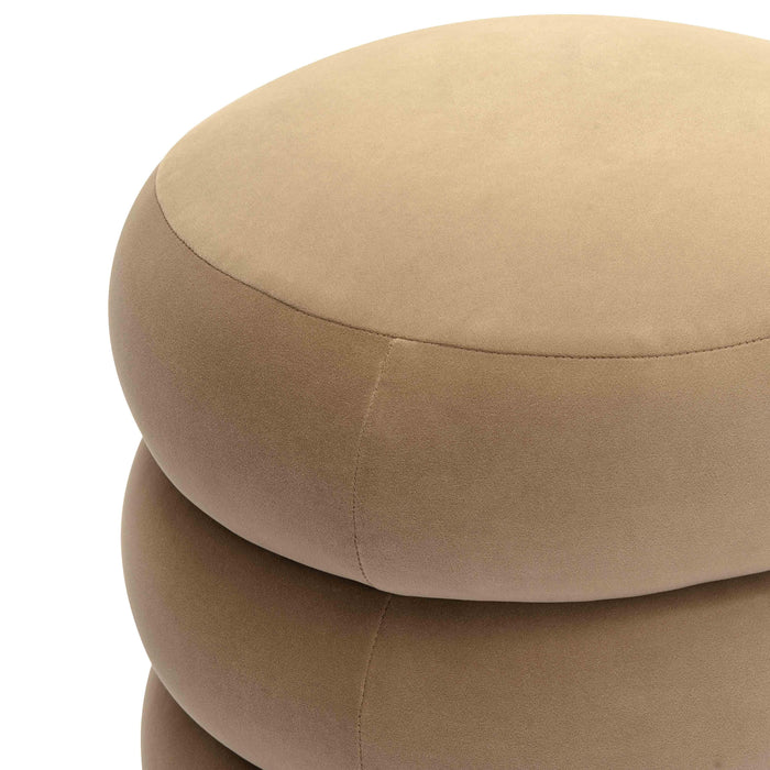 Stefanie Taupe Velvet Ottoman - Home And Beyond
