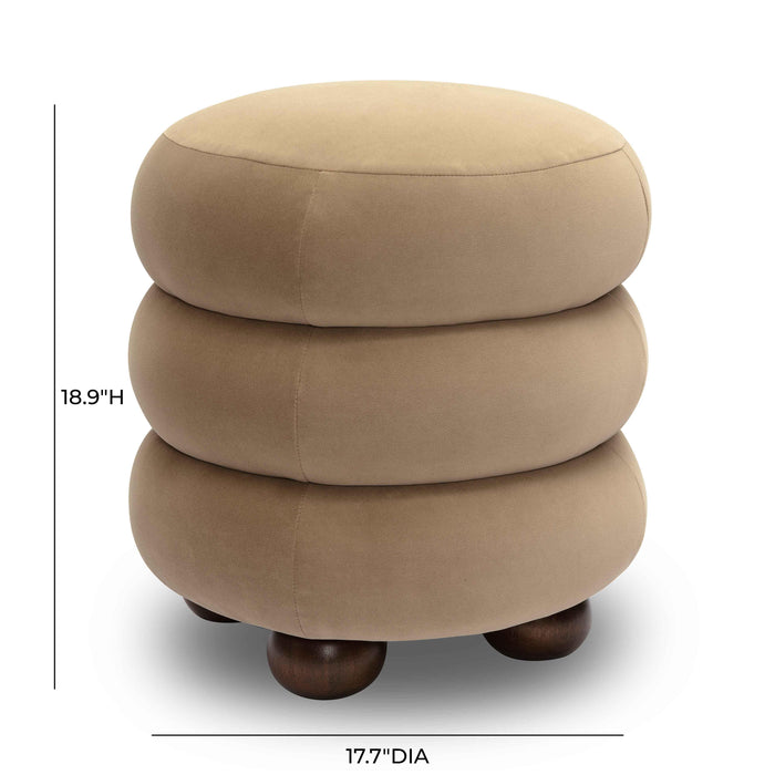 Stefanie Taupe Velvet Ottoman - Home And Beyond