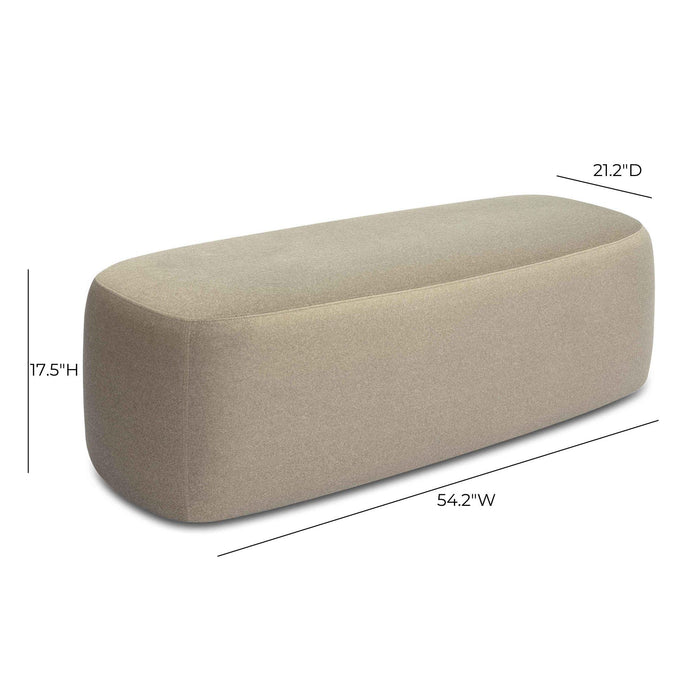 Graceland Taupe Faux Mohair Bench - Home And Beyond