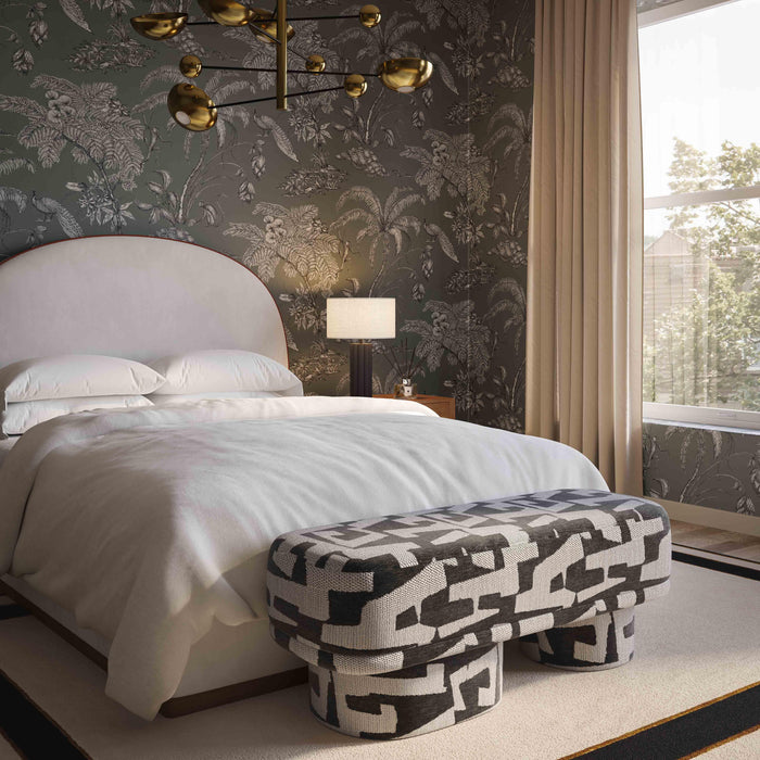 Lena Black and White Jacquard Bench - Home And Beyond