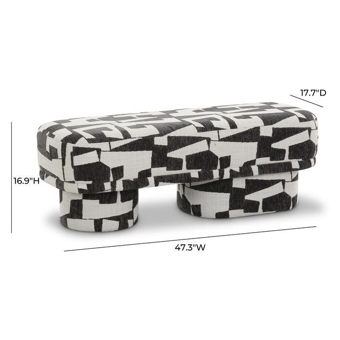Lena Black and White Jacquard Bench - Home And Beyond