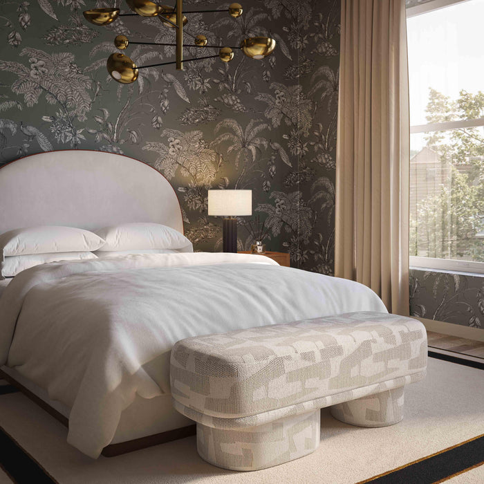 Lena Cream Jacquard Bench - Home And Beyond