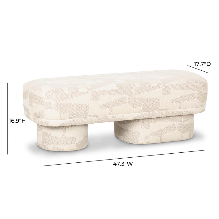 Lena Cream Jacquard Bench - Home And Beyond