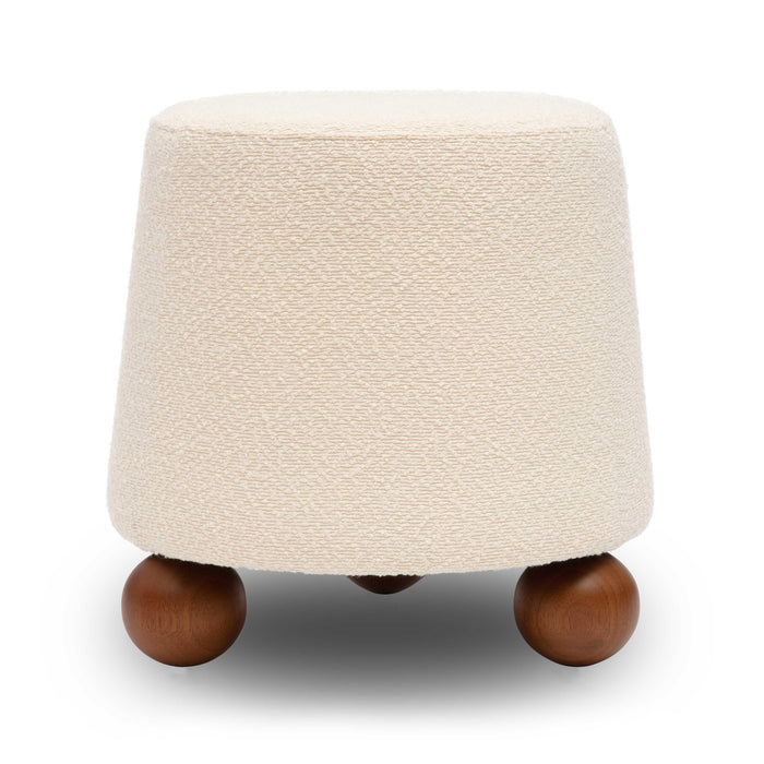 Jaine Cream Boucle Stool - Home And Beyond