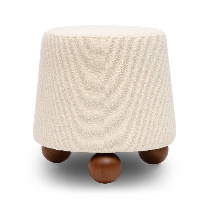 Jaine Cream Boucle Stool - Home And Beyond