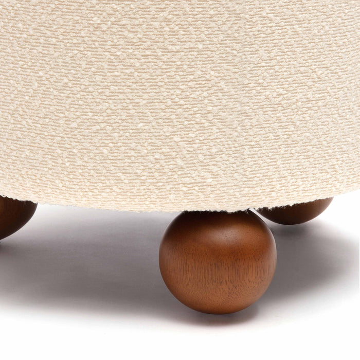 Jaine Cream Boucle Stool - Home And Beyond