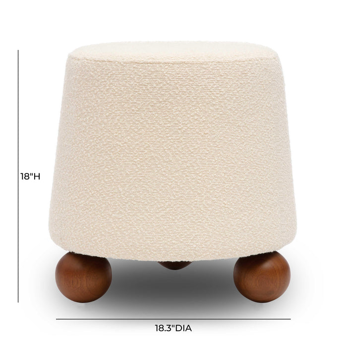 Jaine Cream Boucle Stool - Home And Beyond