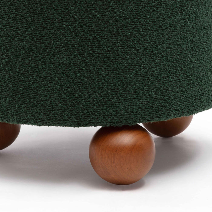 Jaine Forest Green Boucle Stool - Home And Beyond