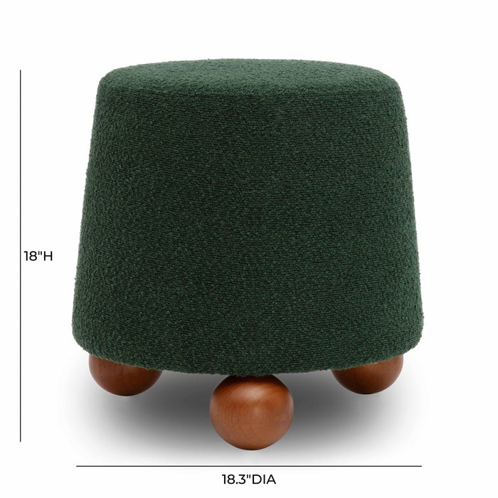 Jaine Forest Green Boucle Stool - Home And Beyond