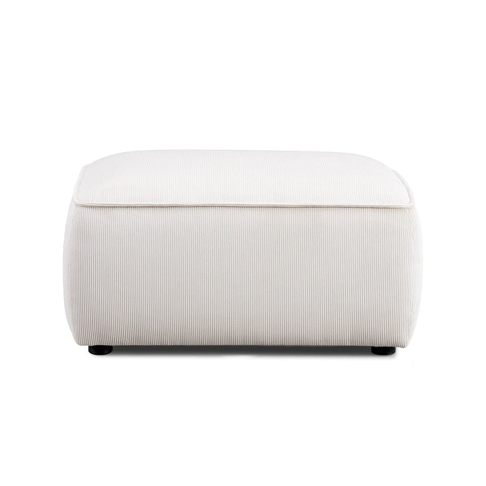 Travie White Sand Performance Corduroy Velvet Ottoman - Home And Beyond