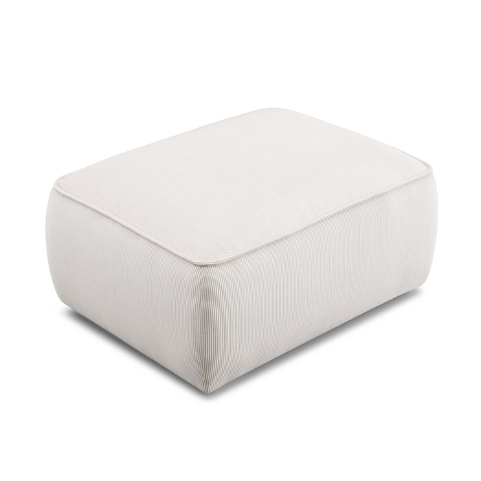 Travie White Sand Performance Corduroy Velvet Ottoman - Home And Beyond