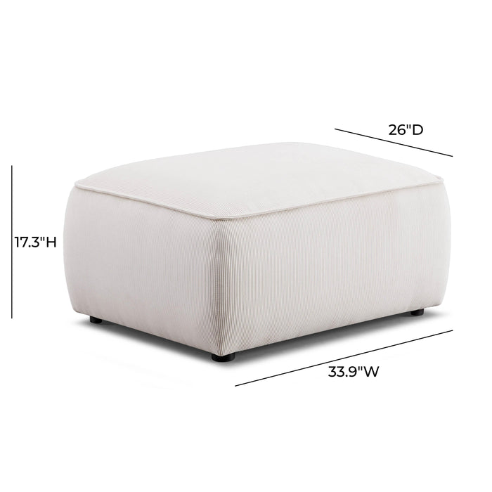 Travie White Sand Performance Corduroy Velvet Ottoman - Home And Beyond