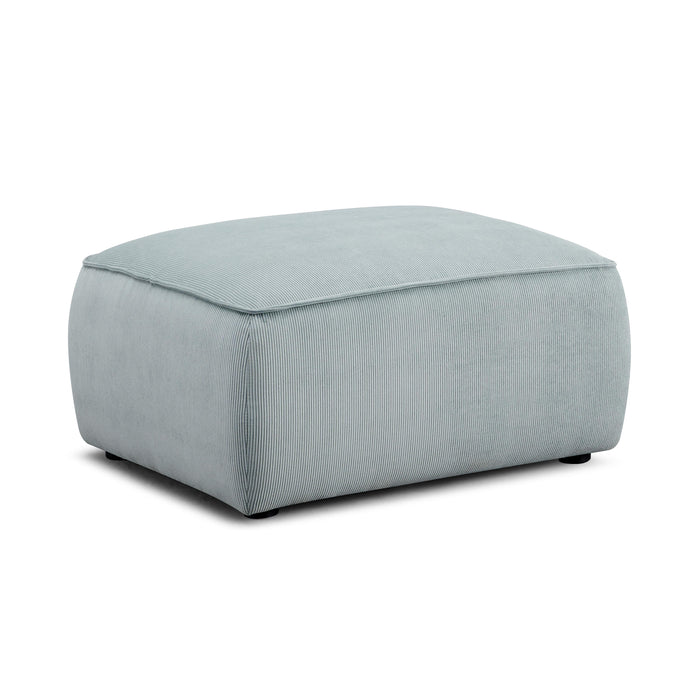 Travie Sea Blue Performance Corduroy Velvet Ottoman - Home And Beyond