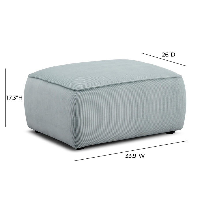 Travie Sea Blue Performance Corduroy Velvet Ottoman - Home And Beyond