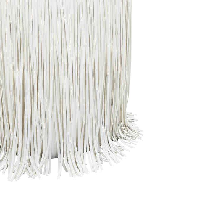 Shag Me Ivory Performance Vegan Leather Ottoman - Home And Beyond