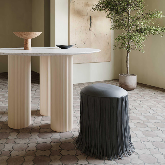 Shag Me Black Performance Vegan Leather Ottoman - Home And Beyond