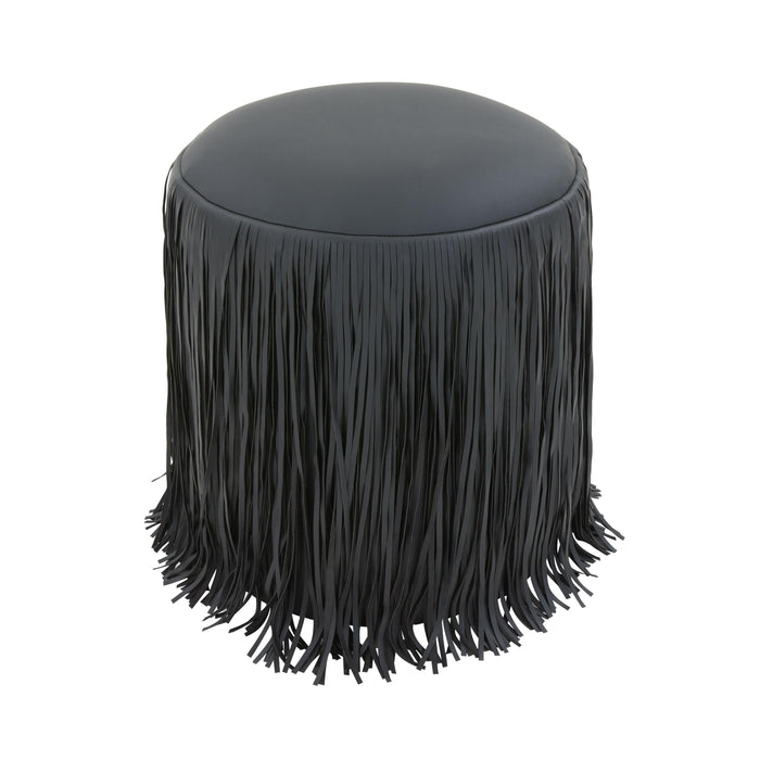 Shag Me Black Performance Vegan Leather Ottoman - Home And Beyond
