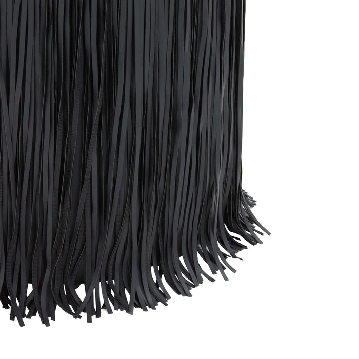 Shag Me Black Performance Vegan Leather Ottoman - Home And Beyond