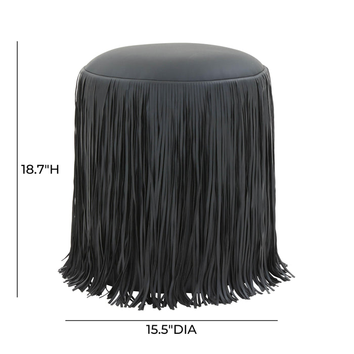 Shag Me Black Performance Vegan Leather Ottoman - Home And Beyond