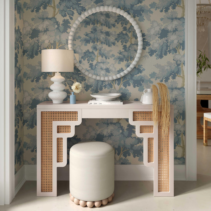 Dex Cream Upcycled Fabric Ottoman - Home And Beyond