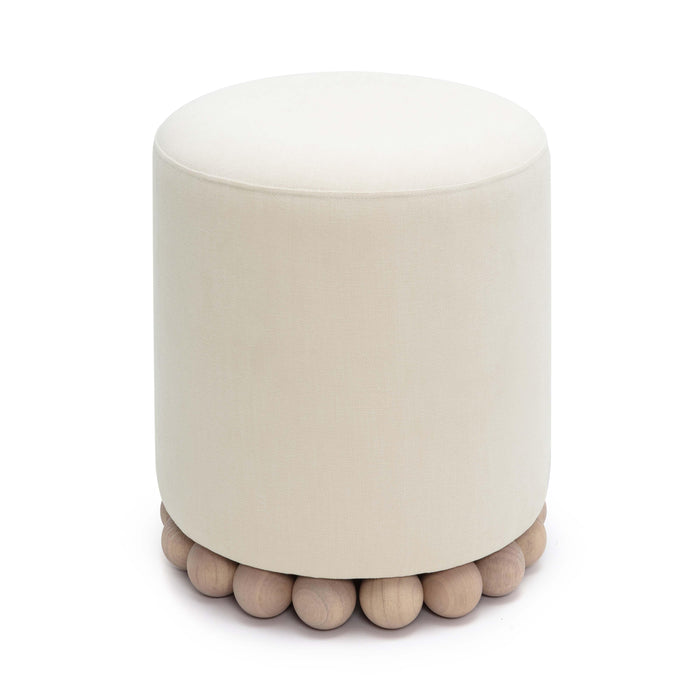 Dex Cream Upcycled Fabric Ottoman - Home And Beyond