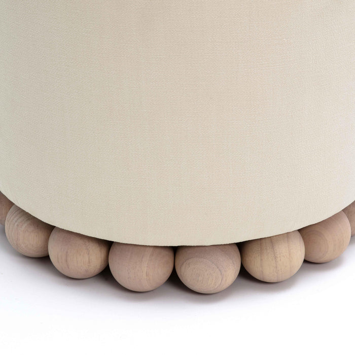 Dex Cream Upcycled Fabric Ottoman - Home And Beyond