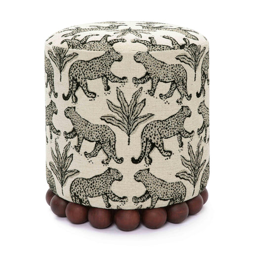 Dex Cream Leopard Jacquard Ottoman - Home And Beyond