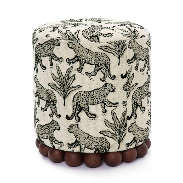Dex Cream Leopard Jacquard Ottoman - Home And Beyond
