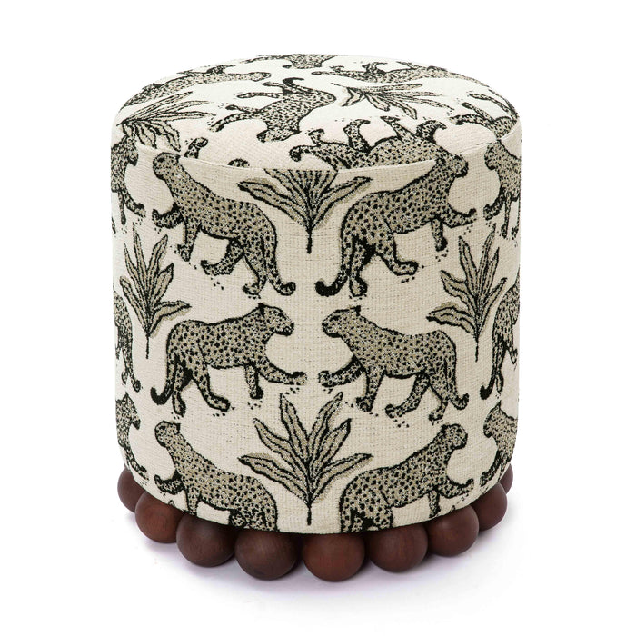 Dex Cream Leopard Jacquard Ottoman - Home And Beyond