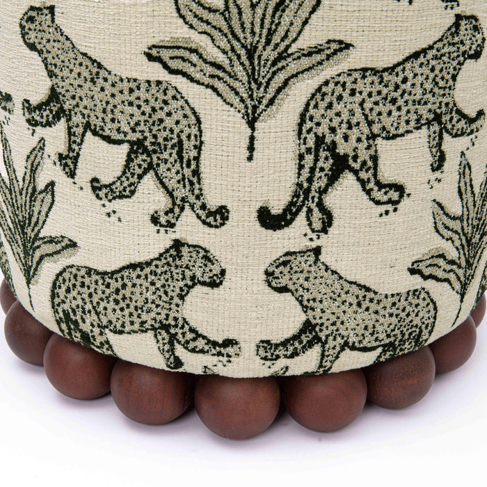 Dex Cream Leopard Jacquard Ottoman - Home And Beyond