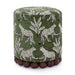Dex Olive Green Leopard Jacquard Ottoman - Home And Beyond