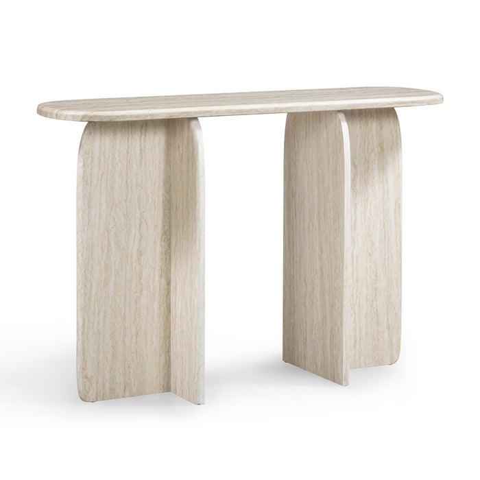 Clementine 48" Faux Travertine Console Table - Home And Beyond