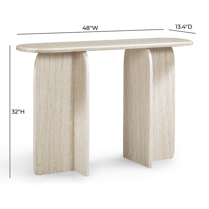 Clementine 48" Faux Travertine Console Table - Home And Beyond