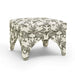 Raji Cream Leopard Jacquard Ottoman - Home And Beyond