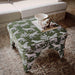 Raji Olive Green Leopard Jacquard Ottoman - Home And Beyond
